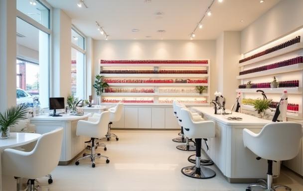 Clean and inviting interior of Bloom & Nail salon